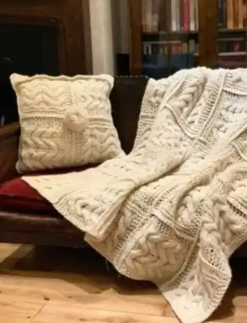 Cable Squares Blanket and Cushion Cover